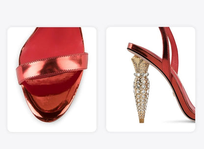 Fab-fei rhinestone stiletto sexy high heels sandals - lipstick