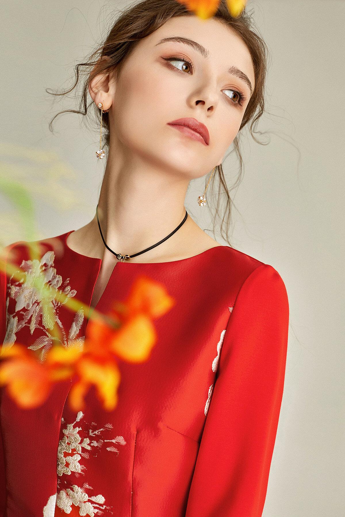 Spring retro 1950 red feminine jacquard long sleeve wedding guest audrey hepburn dress - Bailey S Spring retro 1950 red feminine jacquard long sleeve wedding guest audrey hepburn dress - Bailey S