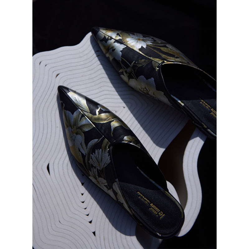 Retro Muller shoes slip sheepskin slippers leather shoes- Jan