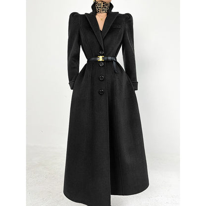 Huanzi French Hepburn style high-end double-sided cashmere wool tweed coat - Siriio