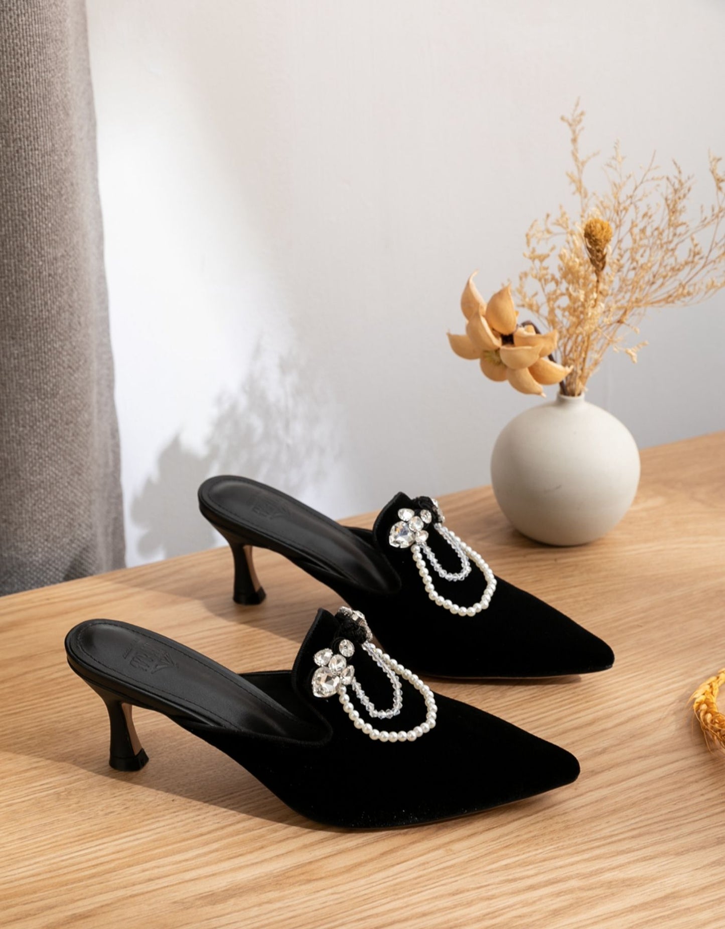 FEIFEI Original Niche Design Kitten Heel Muller Shoes Middle Heel Sandals- Lolita