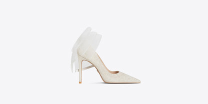 Fab Fei autumn super high heels bowknot stiletto women's white wedding shoes- Baria