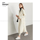 Winter high slit cream white double-sided woolen coat- Glia