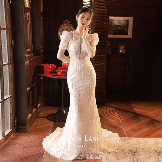 Early Spring 2023 light wedding dress bride simple and high-end texture mermaid niche- Mermaid Ji