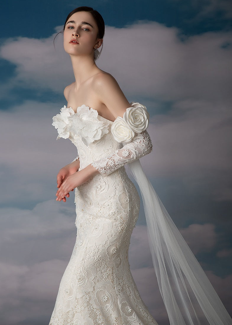 Early Spring 2023 one-shoulder slim mermaid light wedding dress- Princila