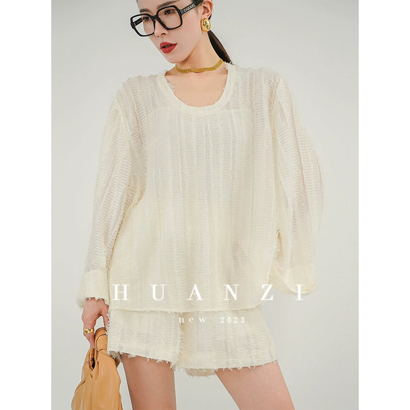 Huanzi customized breathable loose thin top, shorts two-piece set - Walius