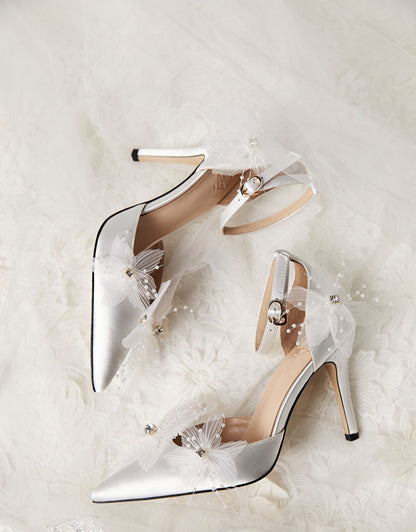 B-FEI original design elegant beautiful rhinestone flower sexy high heels dress shoes wedding shoes- Cindy
