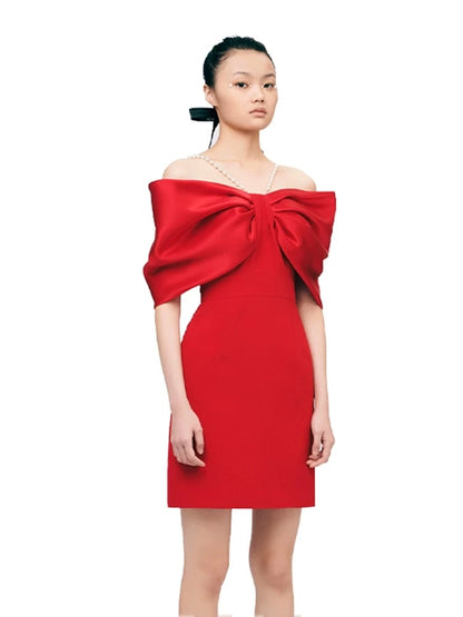 YES BY YESIR designer luxury engagement off-shoulder cocktail formal wedding guest dress -Liu