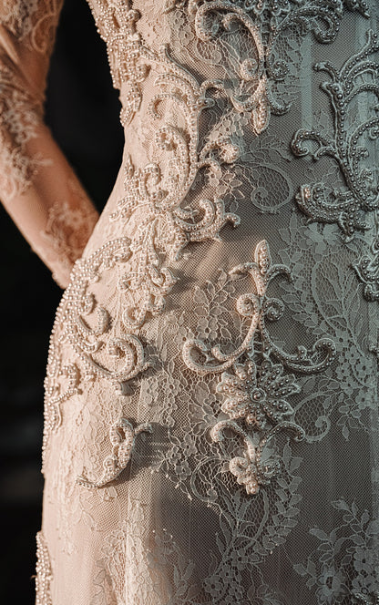 Early Spring 2023 original bride luxury trailing lace wedding dress- Testo