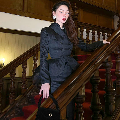 Le Palais Vintage classic black Morley tuxedo slim coat - Moxy