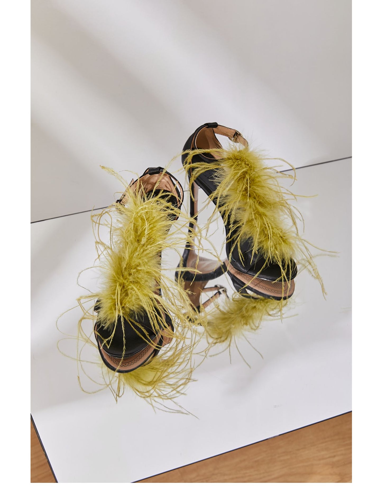 B-FEI original design color matching high-heeled feather sandals fashion color matching- Eloisa
