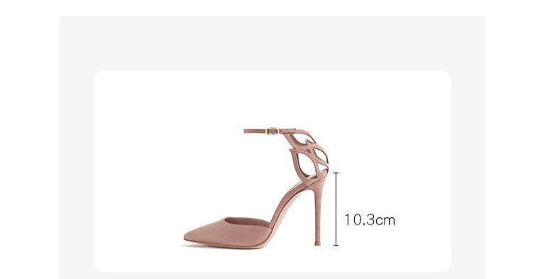 Early spring new nude pink sheep suede Baotou stiletto sandals for women- Kris