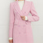 DPLAY pink hounds tooth saddle waist lapel suit woolen coat - Yoi