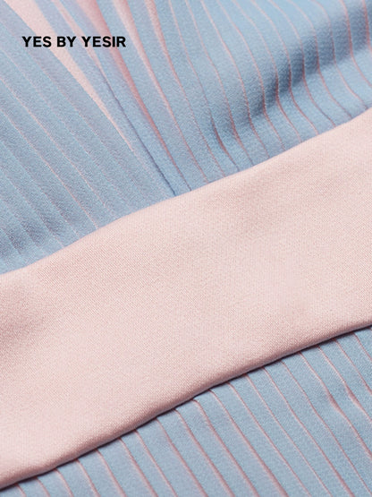 YES BY YESIR pressed pleated long pastel ombre flowy dress- Ye Qian.