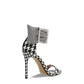 black houndstooth stiletto sandals is designed  fine heel, zipper closure- Carls