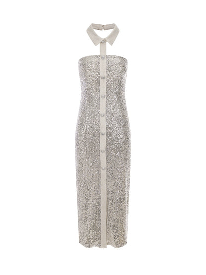 Wardrobes by Chen High End Sequin Halter Neck Cocktail Dress-Davy