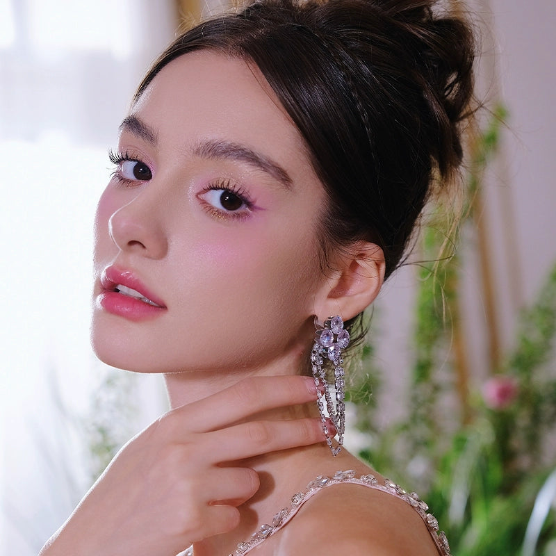 Wardrobes by Chen Luxury Diamond Zircon Light Sparkly Earrings-Deji