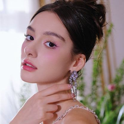 Wardrobes by Chen Luxury Diamond Zircon Light Sparkly Earrings-Deji