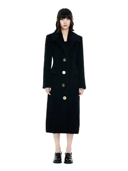 YES BY YESIR Luxury high-end autumn winter black knight wool coat -  Biitaa