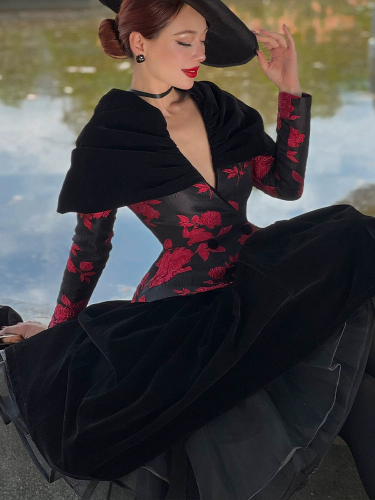 le palais vintage black retro velvet tutu skirt -dahlia