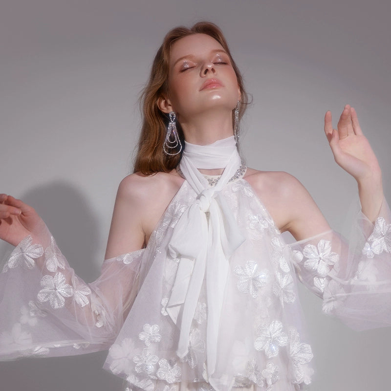 Wardrobes by Chen Luxury Silver Water Drop Hoop Diamond Earrings-Cheche