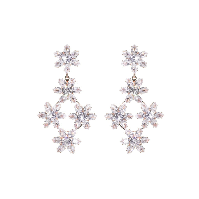 Wardrobes by Chen Luxury Pink Snow Flake Diamond Earrings- Calie