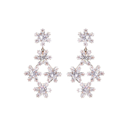 Wardrobes by Chen Luxury Pink Snow Flake Diamond Earrings- Calie