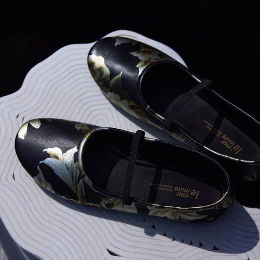 Mary Jane flats retro oil painting leather shoes- Hilda