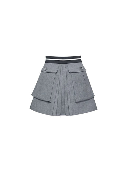YES BY YESIR turtledove gray wool top skirt - Ferris