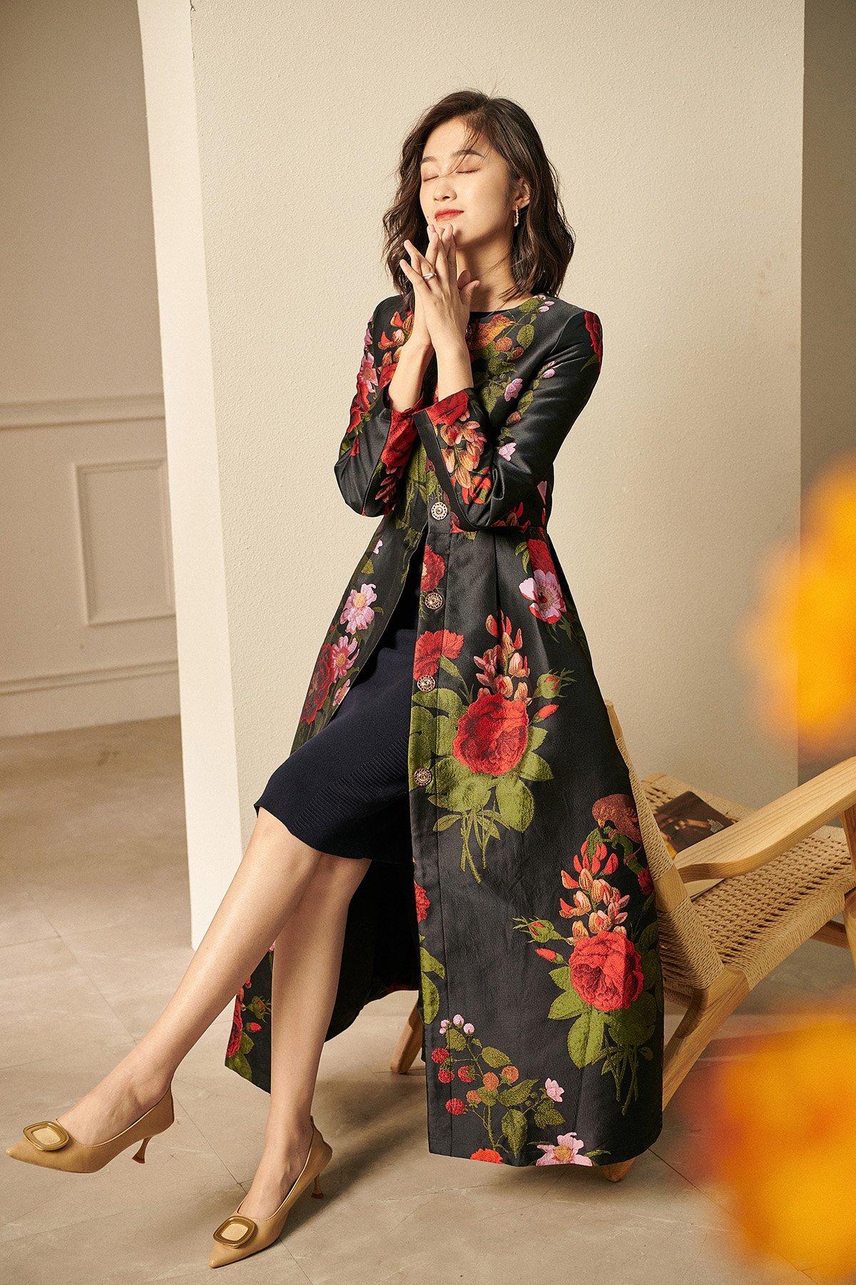 Limited Edition Luxury Jacquard Prin Windbreaker Coat jacket dress - Nightingale & Rose