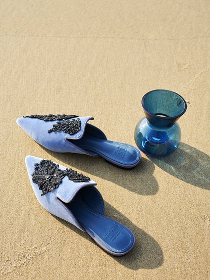 B-FEI velvet embroidered rhinestones French sandals mules - Crystal Spirit