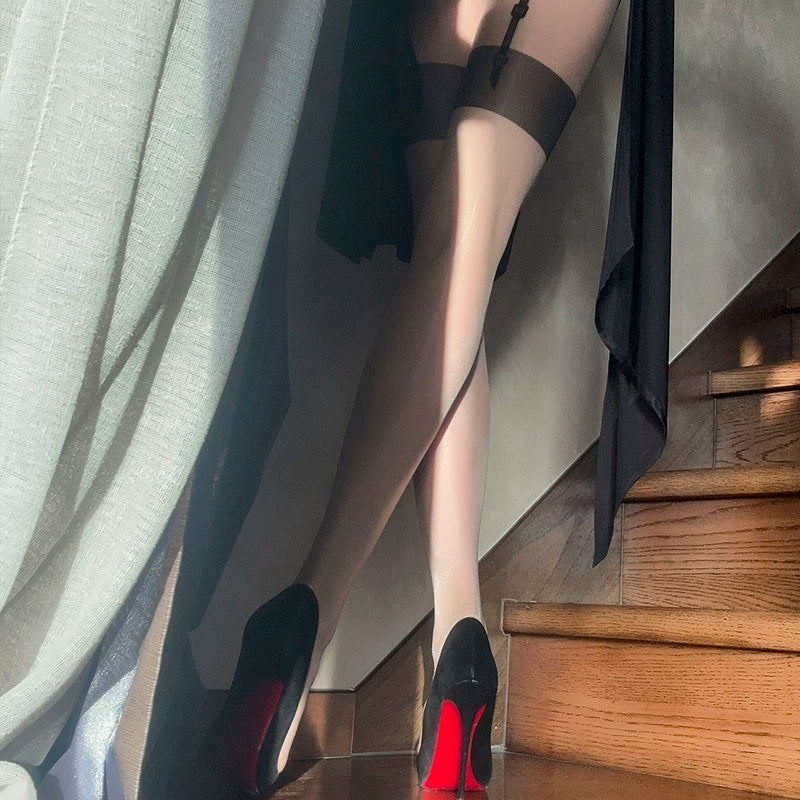 Le Palais Vintage High End Sexy Fake Garter Transparent Skin Open Pantyhose-Gracia