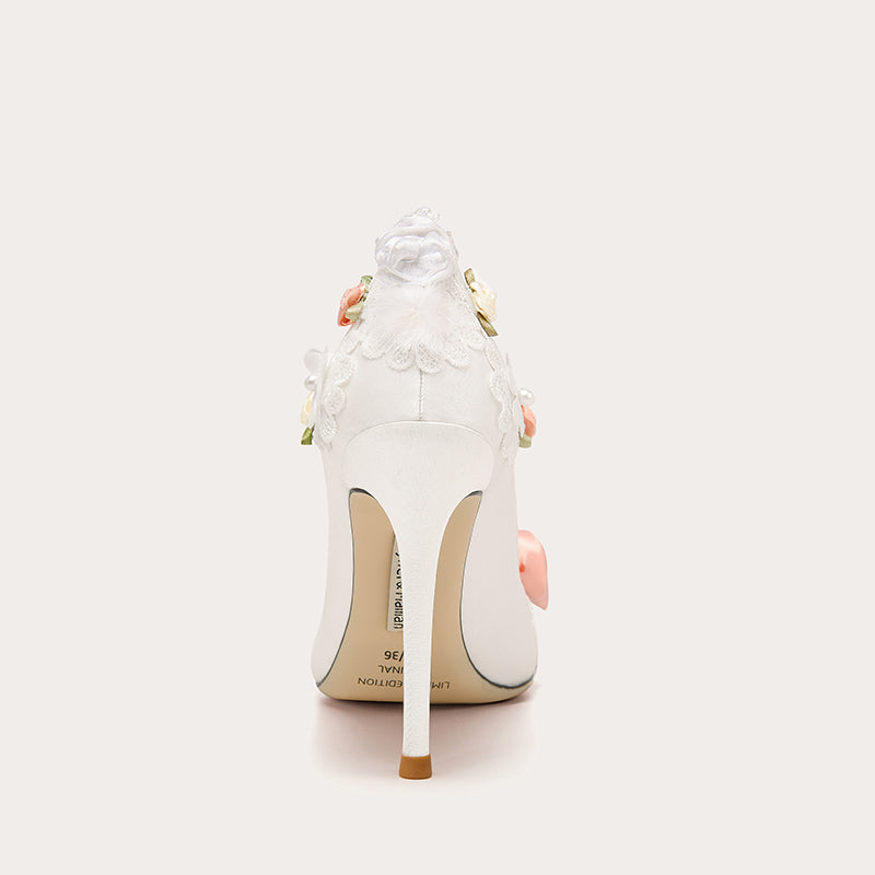 Pointed toe stiletto beautiful white high heels - Dian