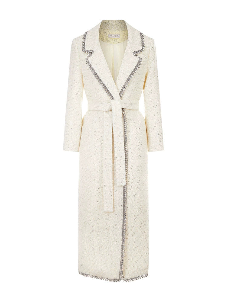 Wardrobes By Chen Luxury White Long Sleeve  tweed Autumn spring Coat-Ashely