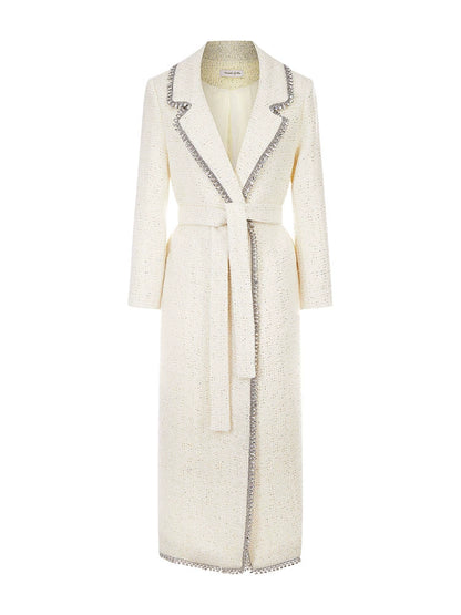 Wardrobes By Chen Luxury White Long Sleeve  tweed Autumn spring Coat-Ashely