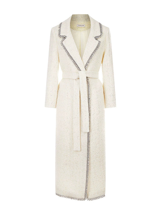 Wardrobes By Chen Luxury White Long Sleeve  tweed Autumn spring Coat-Ashely