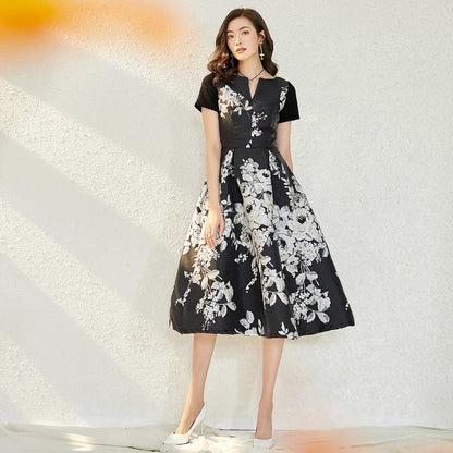 Spring retro 1950 lbd Black jacquard short sleeve wedding guest Audrey Hepburn dress - Bailey 2XL Spring retro 1950 lbd Black jacquard short sleeve wedding guest Audrey Hepburn dress - Bailey 2XL
