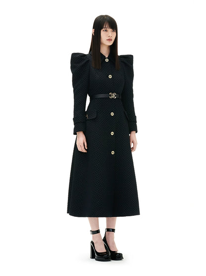 YES BY YESIR luxury elegant high-end autumn winter women's black gold party coat - Bakkai