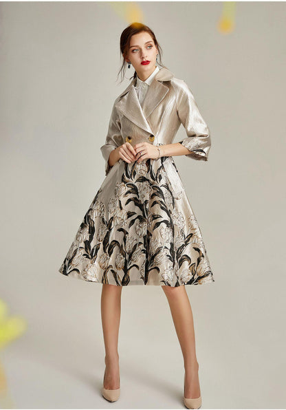 Limited Edition  Luxury high end stepford wife 1950 jacquard  windbreaker mother of the bride coat jacket dress - Hathor