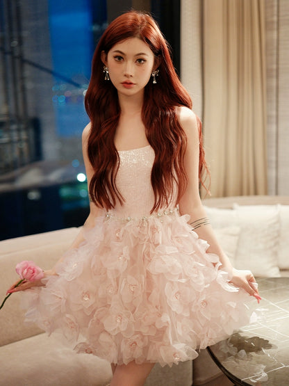 Wardrobes by Chen Elegant Pink Long Sleeve Short Jacket/Ruffle bridal Dress-Maggy