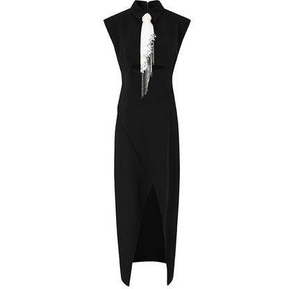 unique designer elegant LBD black work dress