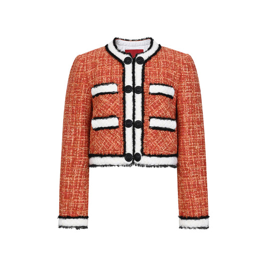 Limited Edition Orange Thick Tweed short Coat jacket blazer - Ioue