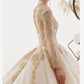 Royal Court champagne lace royal princess long sleeve ball gown wedding dress- Doria