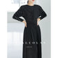 Huanzi hepburn elegant swallowtail high-end black long dress - Inyys