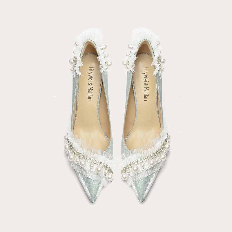 High-heeled shoes luxury light-colored single shoes - Sarahize