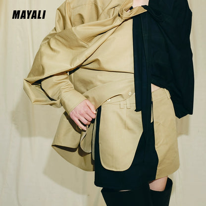 MAYALI paneled structure, niche short contrast skirt - Shilo