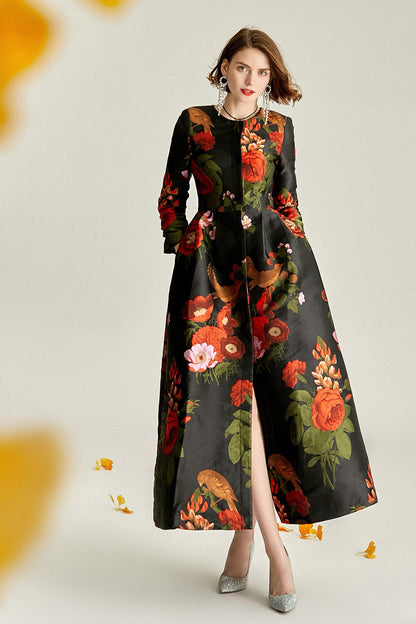 Limited Edition New Luxury Heavy Industry Jacquard Print Super Long Thick Windbreaker Coat jacket dress - Nightingale & Rose