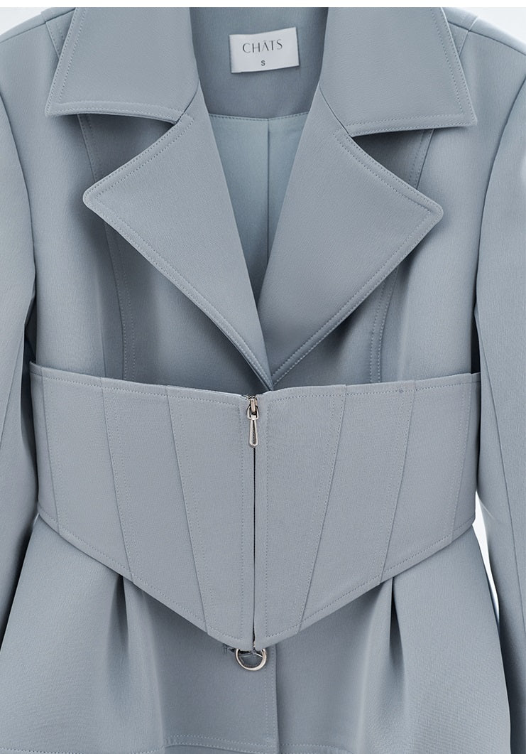 Designer tailored structured suit trench coat  suit dress -  Lap