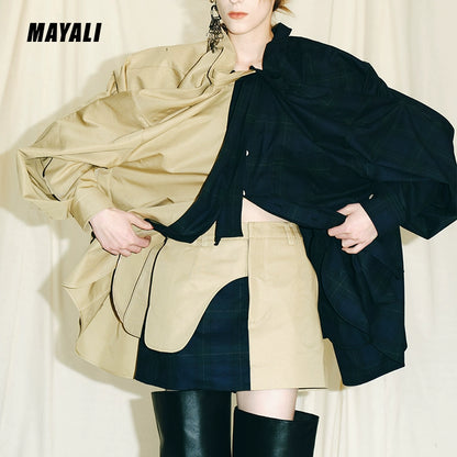 MAYALI paneled structure, niche short contrast skirt - Shilo