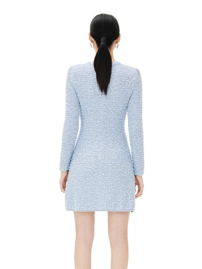 YES BY YESIR elegant sophisticated feminine pastel blue knitted dress - Julius